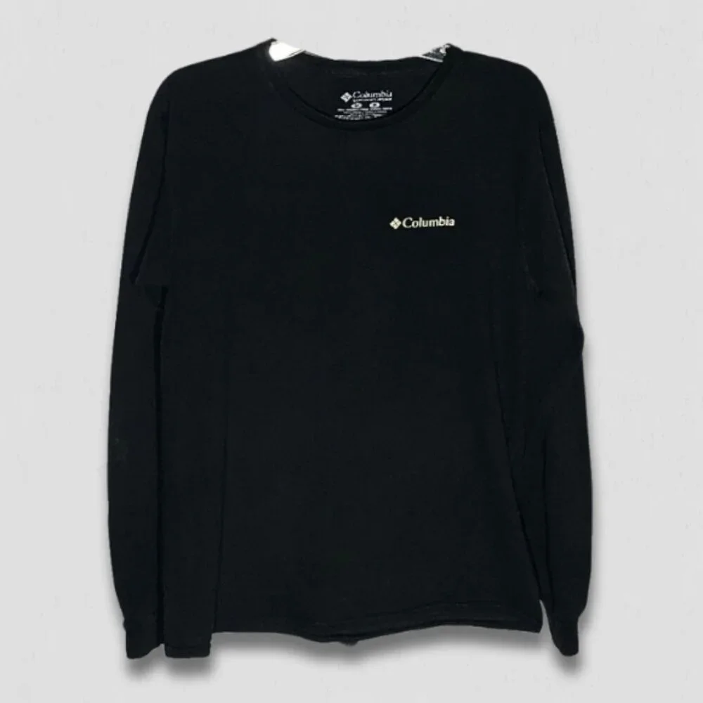 Columbia Black Cotton Long Sleeve Graphic T-Shirt Men's M - Picture 2 of 10